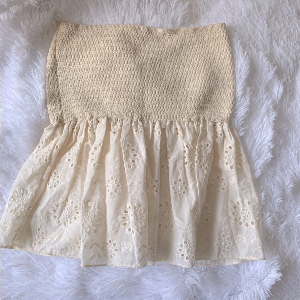 ZARA CREAM CROCHET TOP - Picture 4 of 6
